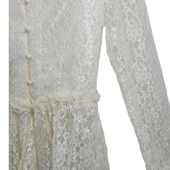 HP Vintage Sun-Born Lace High Ruffle Collar Sheer Sleeve Peplum Lolita Blouse - Picture 11 of 16